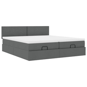 vidaXL Ottoman Bed with Mattresses & LEDs Dark Grey 160x200 cm Fabric