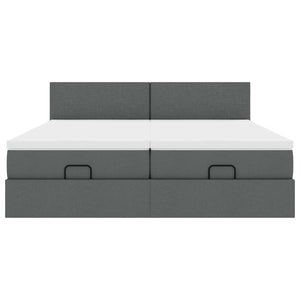 vidaXL Ottoman Bed with Mattresses & LEDs Dark Grey 160x200 cm Fabric