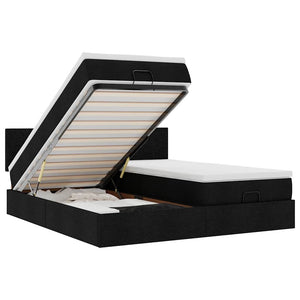 vidaXL Ottoman Bed with Mattresses & LEDs Black 160x200 cm Fabric