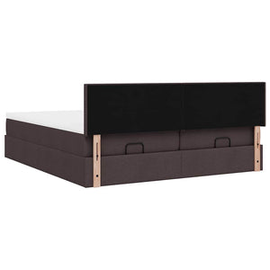 vidaXL Ottoman Bed with Mattresses & LEDs Dark Brown 160x200 cm Fabric