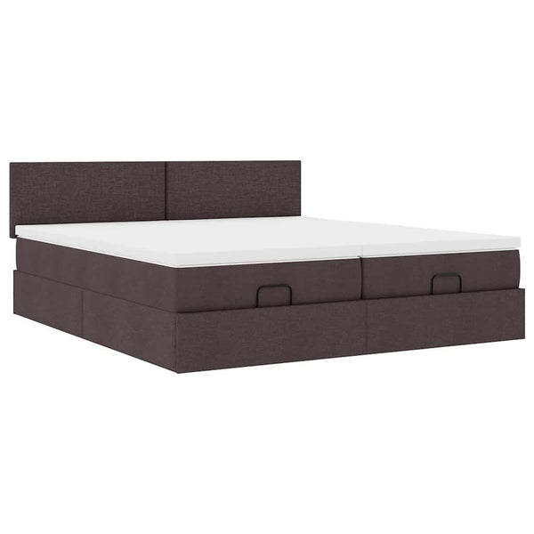 vidaXL Ottoman Bed with Mattresses & LEDs Dark Brown 160x200 cm Fabric
