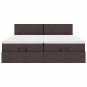 vidaXL Ottoman Bed with Mattresses & LEDs Dark Brown 160x200 cm Fabric