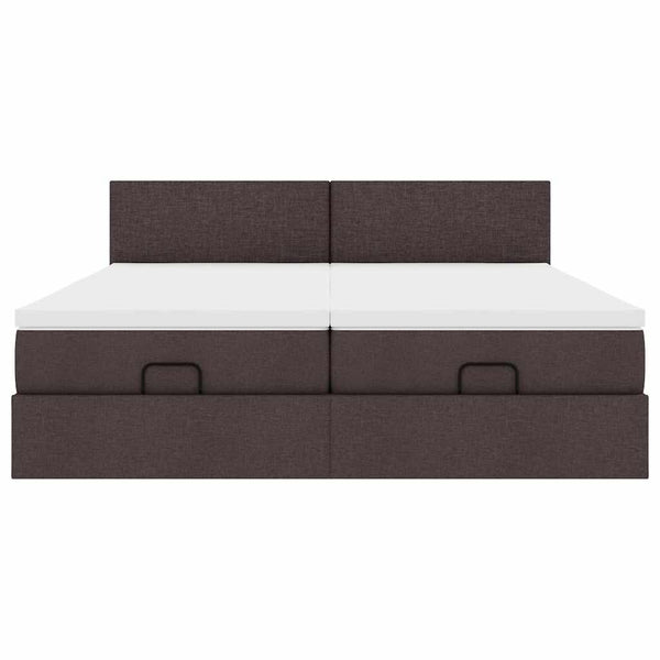 vidaXL Ottoman Bed with Mattresses & LEDs Dark Brown 160x200 cm Fabric