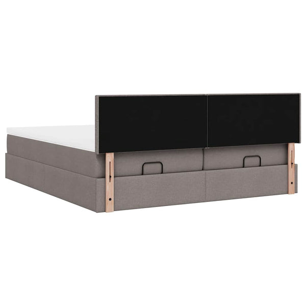 vidaXL Ottoman Bed with Mattresses & LEDs Taupe Fabric 160x200 cm