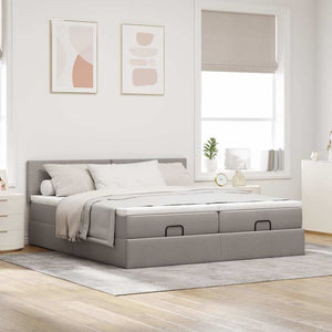 vidaXL Ottoman Bed with Mattresses & LEDs Taupe Fabric 160x200 cm