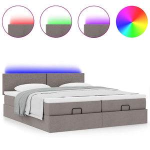 vidaXL Ottoman Bed with Mattresses & LEDs Taupe Fabric 160x200 cm