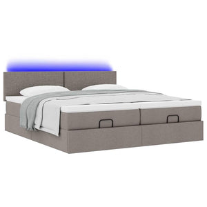 vidaXL Ottoman Bed with Mattresses & LEDs Taupe Fabric 160x200 cm