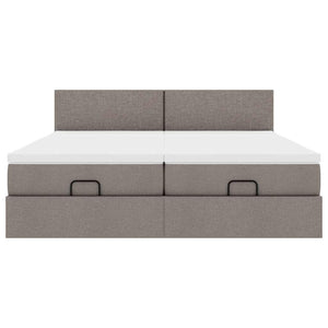 vidaXL Ottoman Bed with Mattresses & LEDs Taupe Fabric 160x200 cm