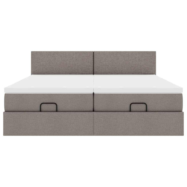 vidaXL Ottoman Bed with Mattresses & LEDs Taupe Fabric 160x200 cm