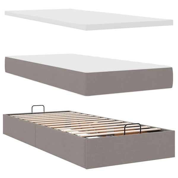 vidaXL Ottoman Bed with Mattresses & LEDs Taupe Fabric 160x200 cm