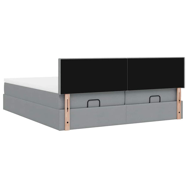 Ottoman Bett mit Matratzen & LEDs Hellgrau 180x200 cm
