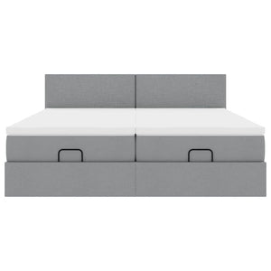 Ottoman Bett mit Matratzen & LEDs Hellgrau 180x200 cm