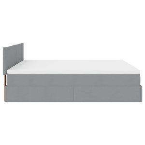 Ottoman Bett mit Matratzen & LEDs Hellgrau 180x200 cm
