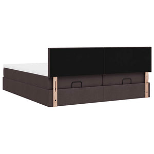 Ottoman Bett mit Matratzen & LEDs Dunkelbraun 180x200 cm