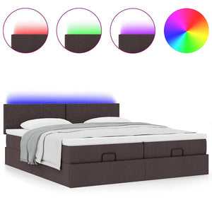 Ottoman Bett mit Matratzen & LEDs Dunkelbraun 180x200 cm