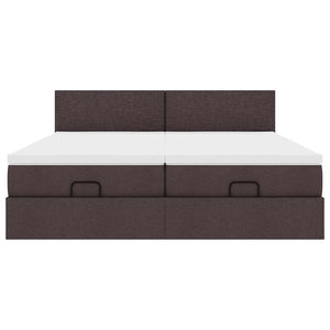 Ottoman Bett mit Matratzen & LEDs Dunkelbraun 180x200 cm