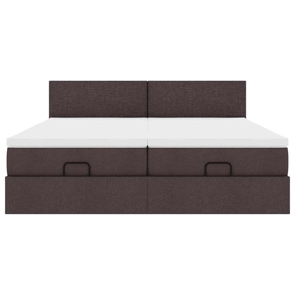 Ottoman Bett mit Matratzen & LEDs Dunkelbraun 180x200 cm