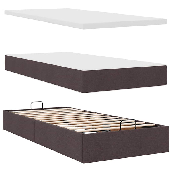Ottoman Bett mit Matratzen & LEDs Dunkelbraun 180x200 cm