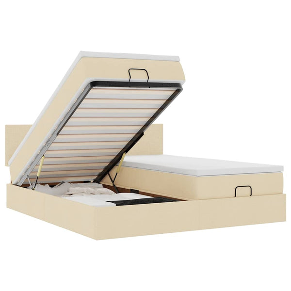 Ottoman Bett Creme mit Matratzen & LEDs 180x200