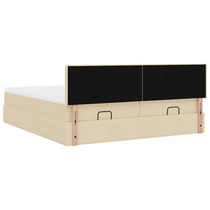 Ottoman Bett Creme mit Matratzen & LEDs 180x200
