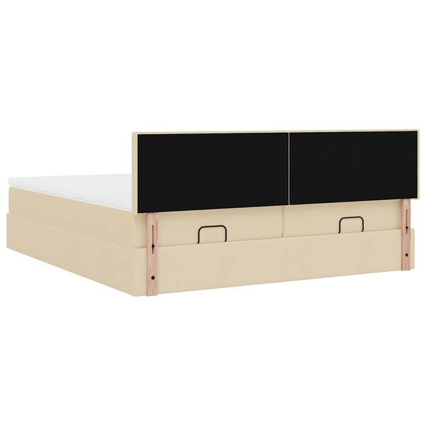 Ottoman Bett Creme mit Matratzen & LEDs 180x200