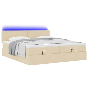 Ottoman Bett Creme mit Matratzen & LEDs 180x200