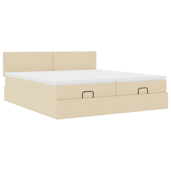 Ottoman Bett Creme mit Matratzen & LEDs 180x200