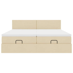 Ottoman Bett Creme mit Matratzen & LEDs 180x200