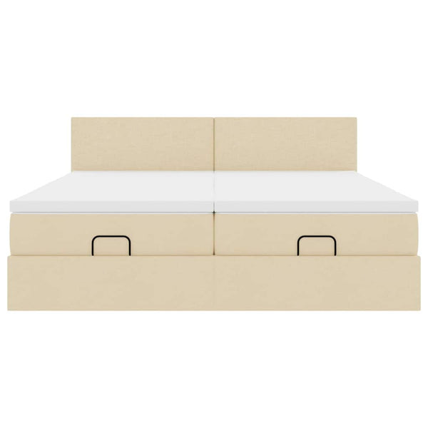 Ottoman Bett Creme mit Matratzen & LEDs 180x200