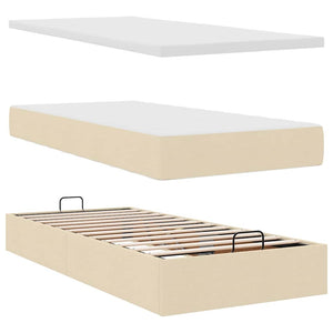 Ottoman Bett Creme mit Matratzen & LEDs 180x200