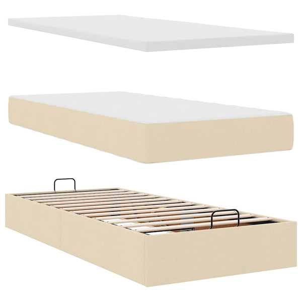 Ottoman Bett Creme mit Matratzen & LEDs 180x200