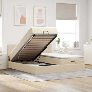Ottoman Bett Creme mit Matratzen & LEDs 180x200