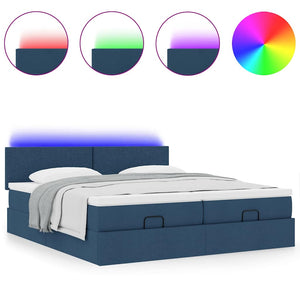 Ottoman Bett mit Matratzen & LEDs Blau 180x200 cm