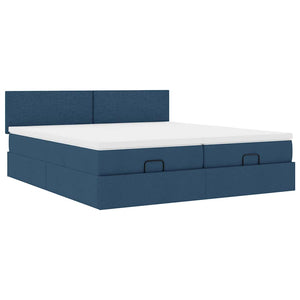 Ottoman Bett mit Matratzen & LEDs Blau 180x200 cm