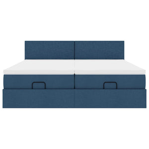 Ottoman Bett mit Matratzen & LEDs Blau 180x200 cm