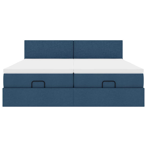 Ottoman Bett mit Matratzen & LEDs Blau 180x200 cm