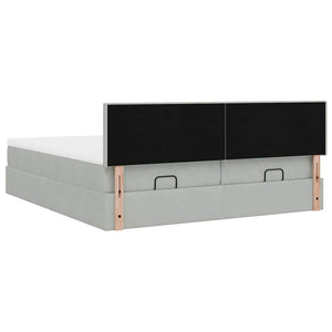 Ottoman Bett mit Matratze & LEDs Hellgrau 160x200 cm