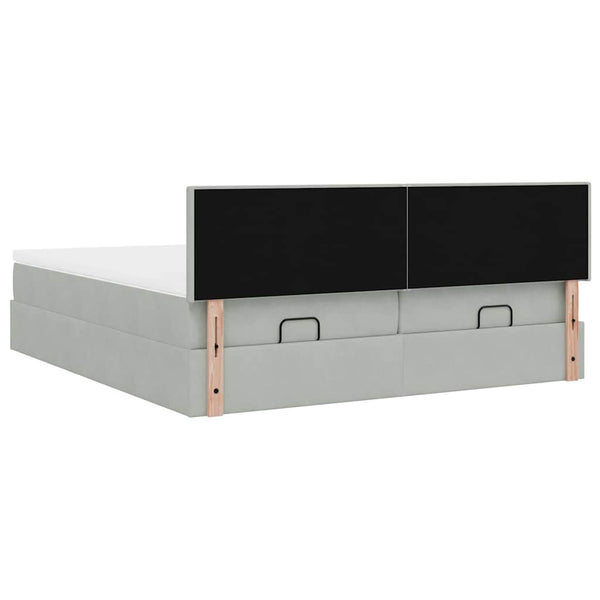 Ottoman Bett mit Matratze & LEDs Hellgrau 160x200 cm