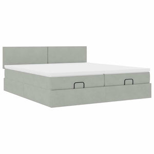 Ottoman Bett mit Matratze & LEDs Hellgrau 160x200 cm