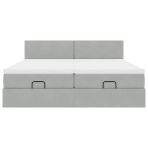 Ottoman Bett mit Matratze & LEDs Hellgrau 160x200 cm