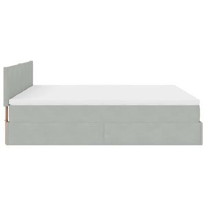 Ottoman Bett mit Matratze & LEDs Hellgrau 160x200 cm