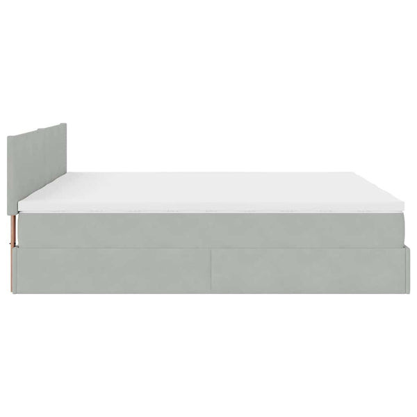 Ottoman Bett mit Matratze & LEDs Hellgrau 160x200 cm