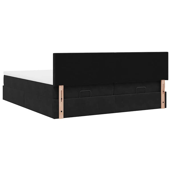 Ottoman Bett mit Matratzen & LEDs 160x200 cm Samt Schwarz