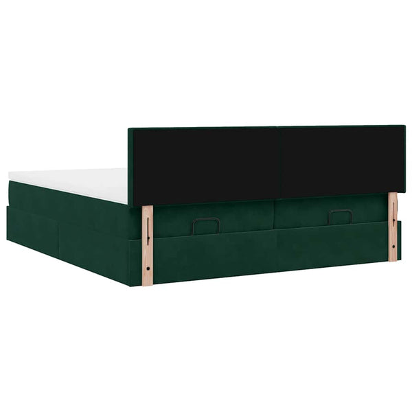 Ottoman Bett mit Matratzen & LEDs Dunkelgrün 160x200 cm
