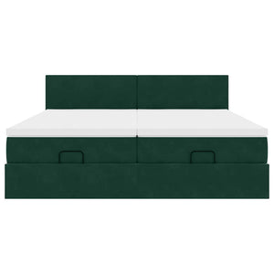 Ottoman Bett mit Matratzen & LEDs Dunkelgrün 160x200 cm