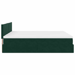 Ottoman Bett mit Matratzen & LEDs Dunkelgrün 160x200 cm