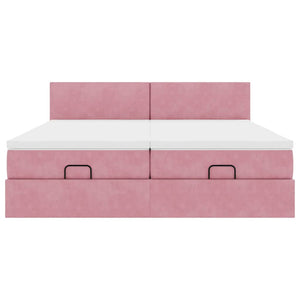 Ottoman Bett mit Matratzen & LEDs Rosa 160x200 cm