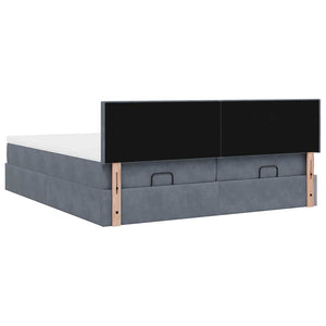 Ottoman Bett mit Matratzen & LEDs 180x200cm Dunkelgrau Samt