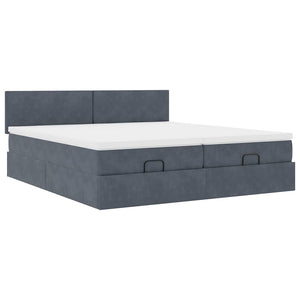 Ottoman Bett mit Matratzen & LEDs 180x200cm Dunkelgrau Samt
