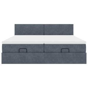 Ottoman Bett mit Matratzen & LEDs 180x200cm Dunkelgrau Samt